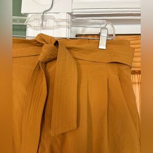 Athleta Skyline Mustard High-Waist Paperbag Shorts with Tie Belt